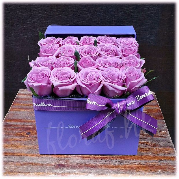 cv2-20 香港盒装玫瑰花店 - 紫色玫瑰花盒