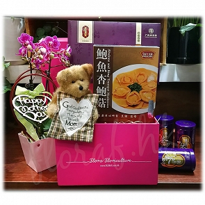 MD31   新寶堂陳皮茶 天龍鮑魚  迷你蝴蝶蘭 - 蘭花Hamper