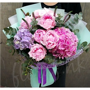 MD15 Peony and Hydrangea Flower Bouquet  (SOLD OUT)