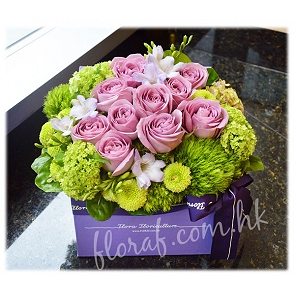 A4-S 紫色玫瑰花盒花 送禮花盒 香港玫瑰花盒花花店 A4-S 紫色玫瑰花盒花 送禮花盒 香港玫瑰花盒花花店