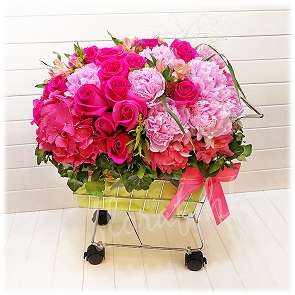 MD222  母親節送花禮物 - 粉牡丹 繡球 玫瑰 手推車花    MD222  母親節送花禮物 - 粉牡丹 繡球 玫瑰 手推車花