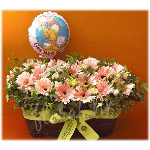 G21 Get Well Flower Basket - Get Well Balloon  
