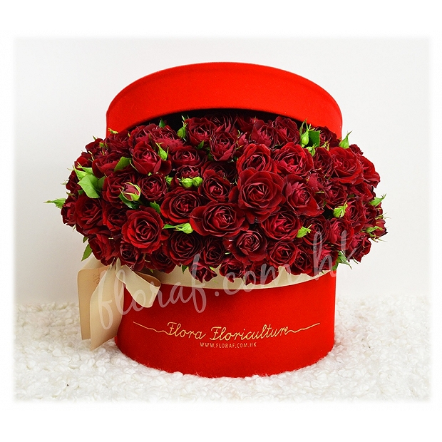 玫瑰盒花 肯亞紅色多頭小玫瑰 香港盒裝玫瑰花花店