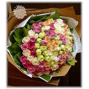 BO69-99  99枝玫瑰花束 - 雜色玫瑰花束 BO69-99  99枝玫瑰花束 - 雜色玫瑰花束