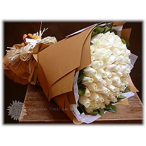 BO71  99枝玫瑰花束 99枝象牙白色玫瑰 香港玫瑰花店   BO71  99枝玫瑰花束 99枝象牙白色玫瑰 香港玫瑰花店