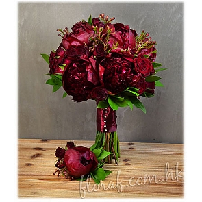 WB2  Red Peony Wedding Flower Bouquet WB2  Red Peony Wedding Flower Bouquet